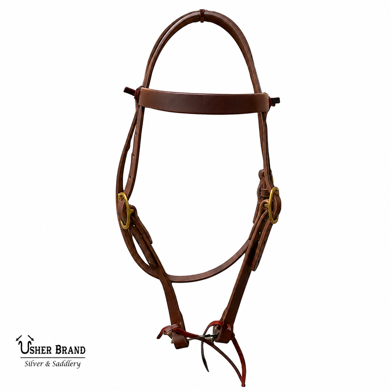 Premium Harness Leather Browband Headstall – Heavy Oil with Brass Buckles