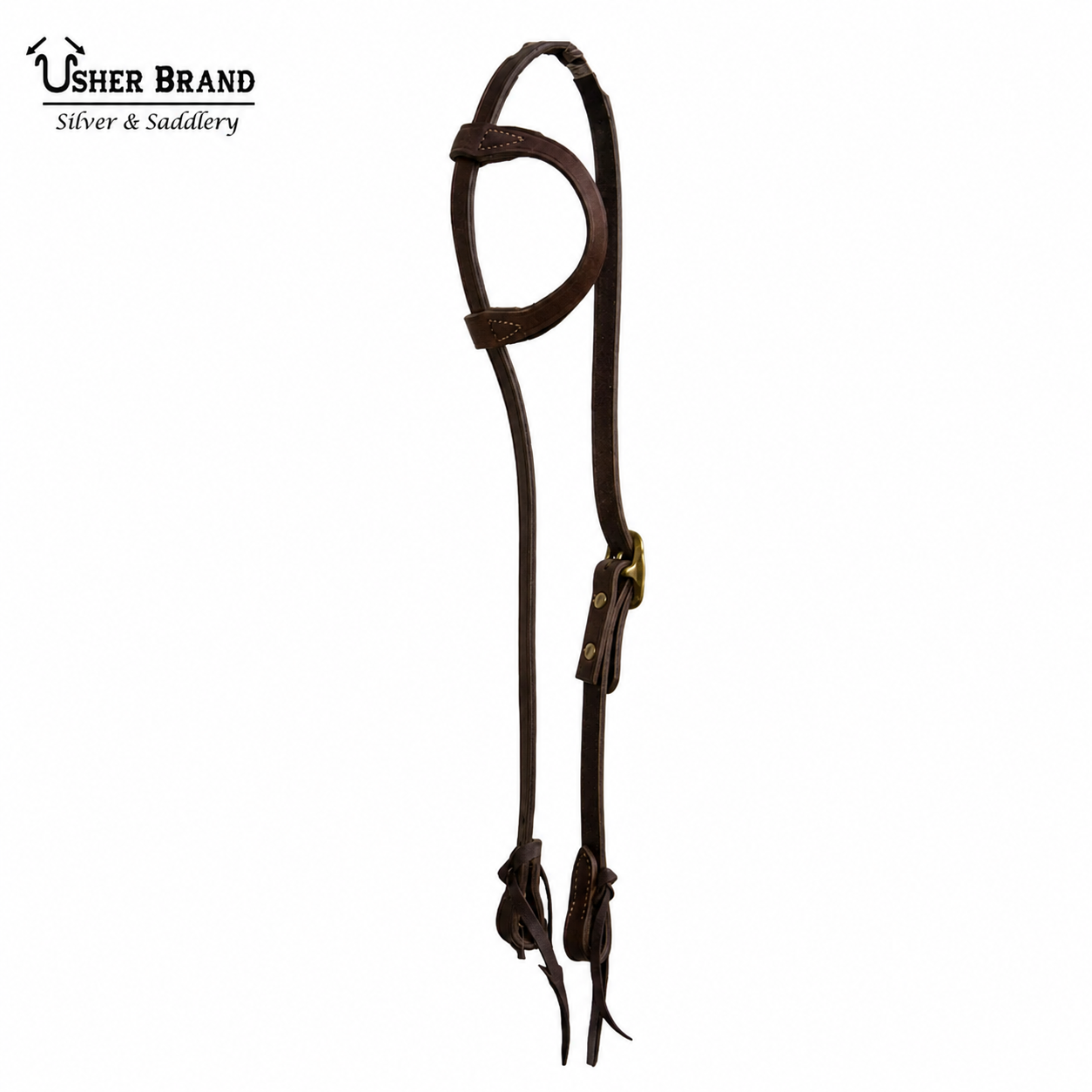 Premium Harness Leather 5/8 One-Ear Headstall – Heavy Oil with Brass Buckle