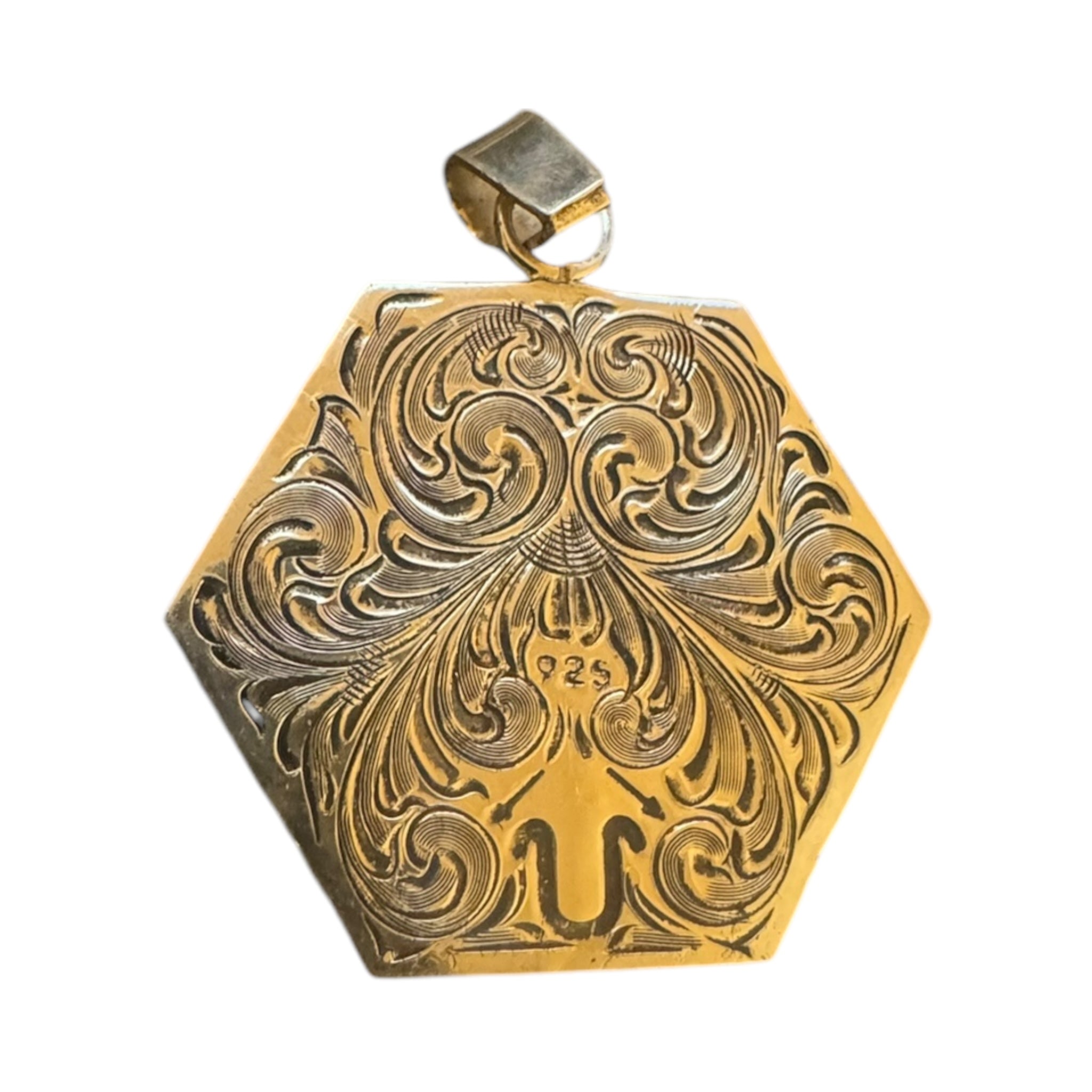 Hexagon Western Copper Buckstitch Pendant