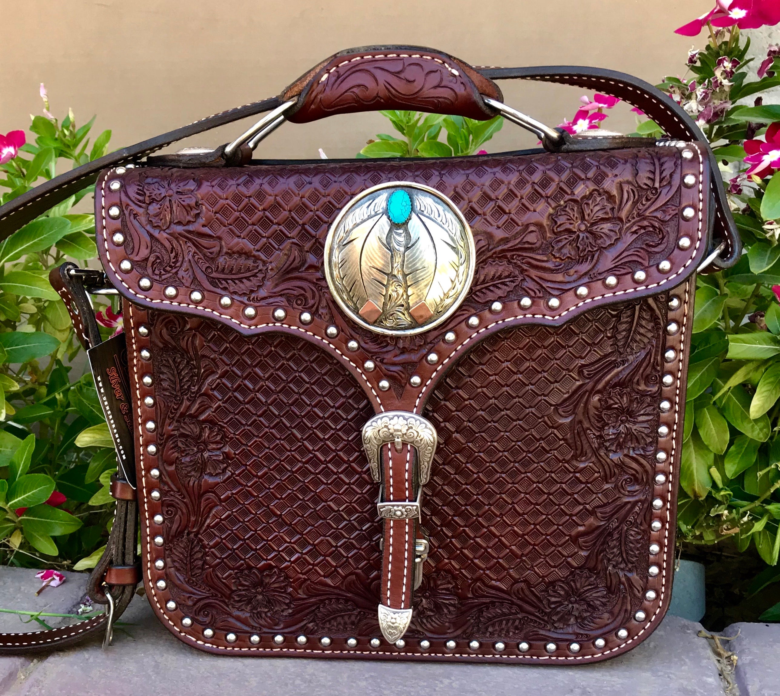 The Silver Feather Leather Briefcase