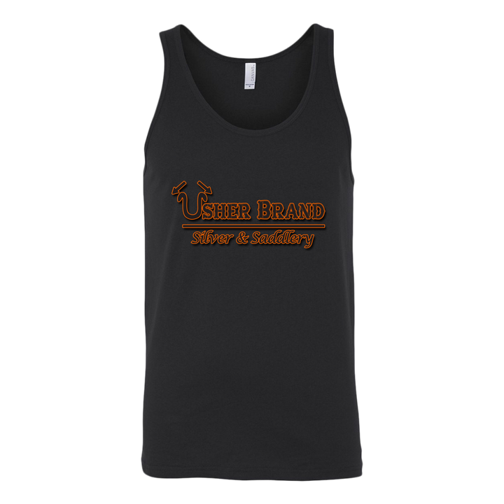 Usher Brand Tank Top Black & Orange Lettering