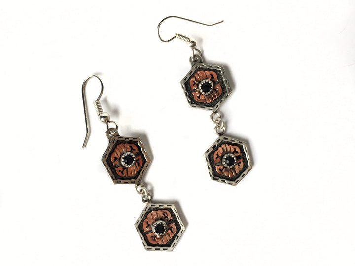 Hexagon Silver Earrings