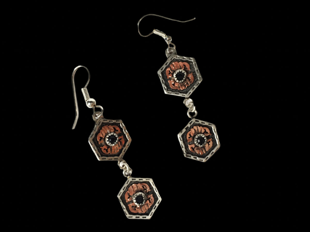 Hexagon Silver Earrings