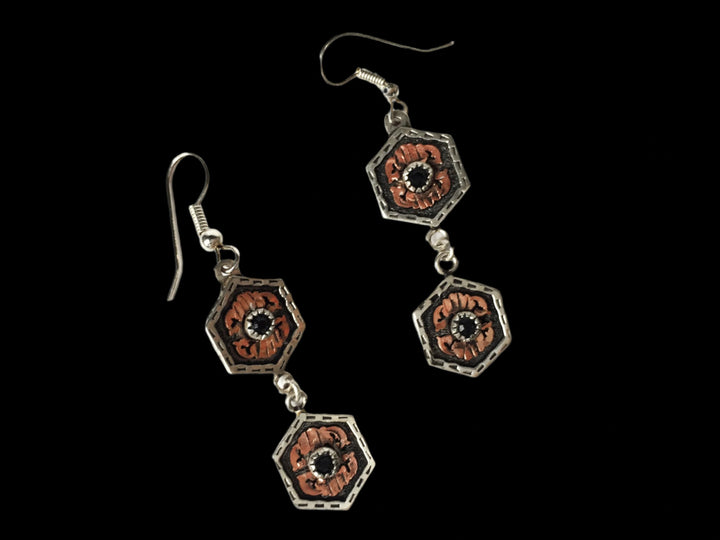 Hexagon Silver Earrings