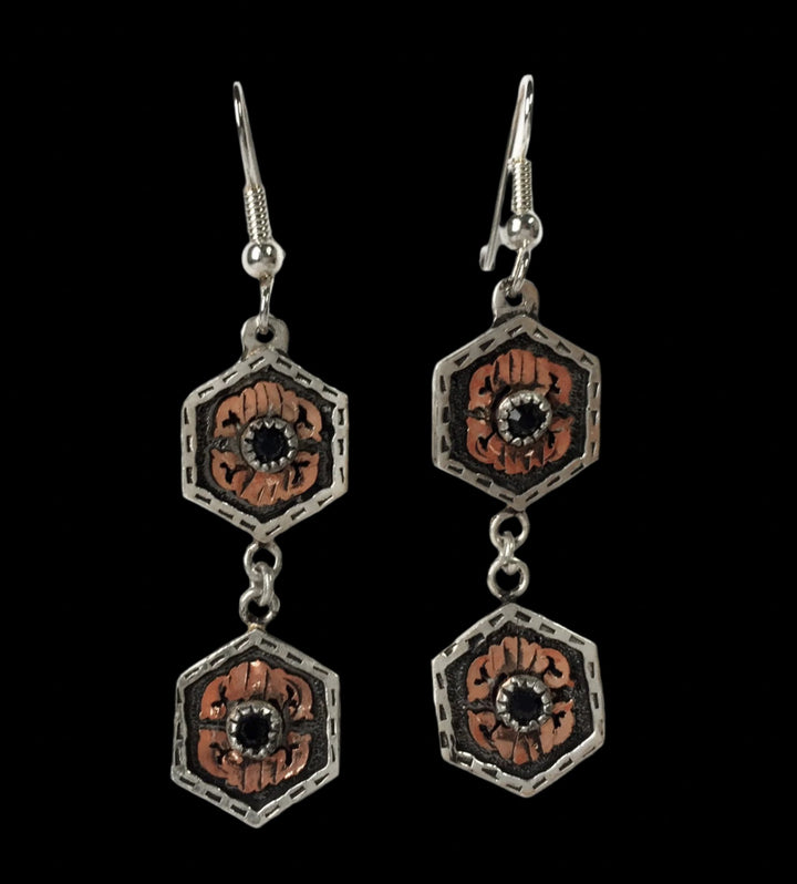 Hexagon Silver Earrings