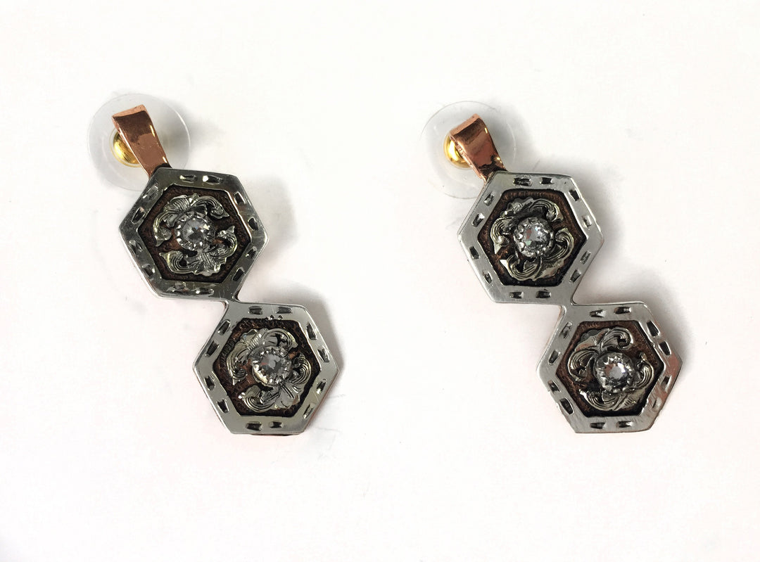 Hexagon Copper Earrings