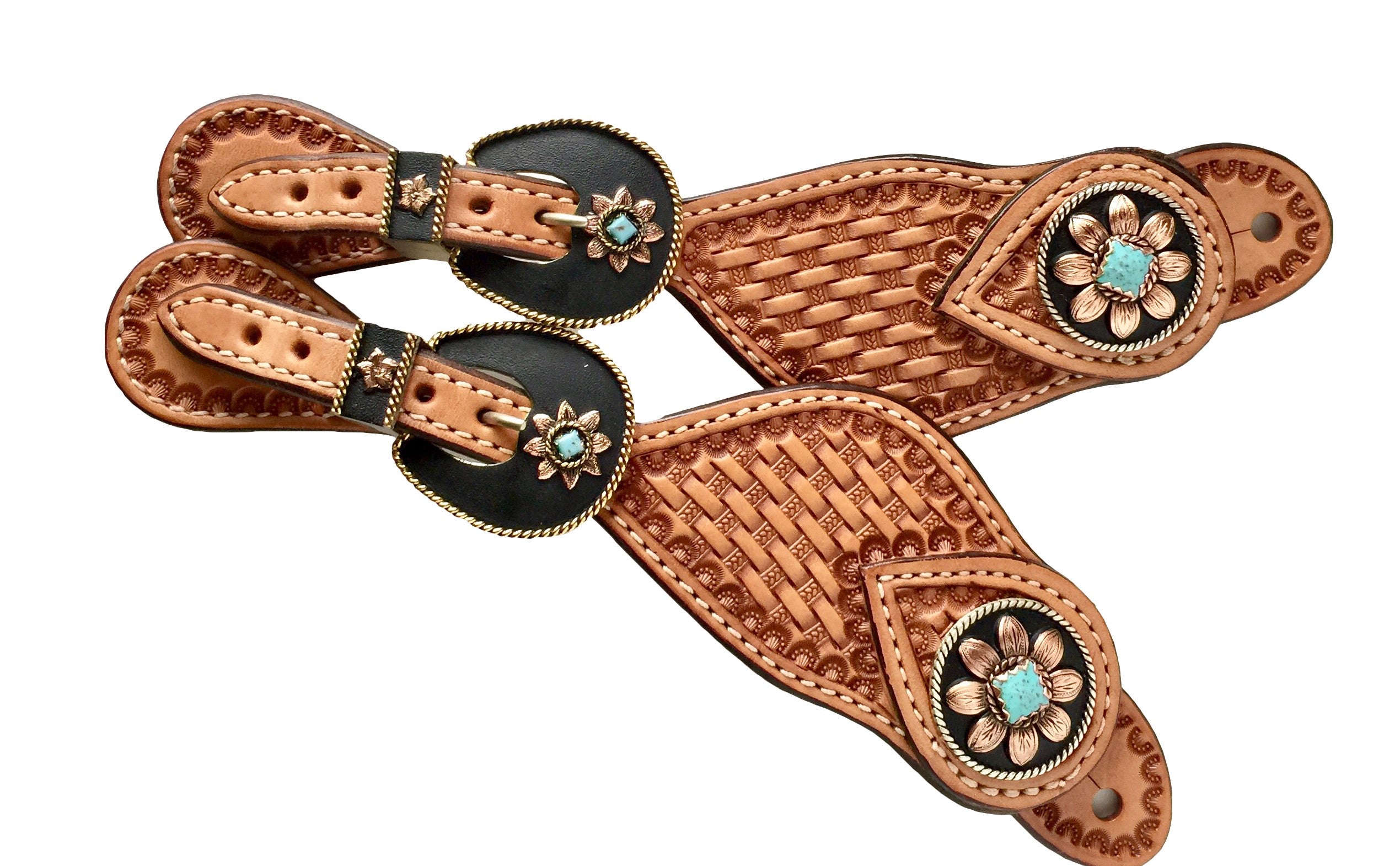 Spur Strap Custom Concho in Basket Tooling