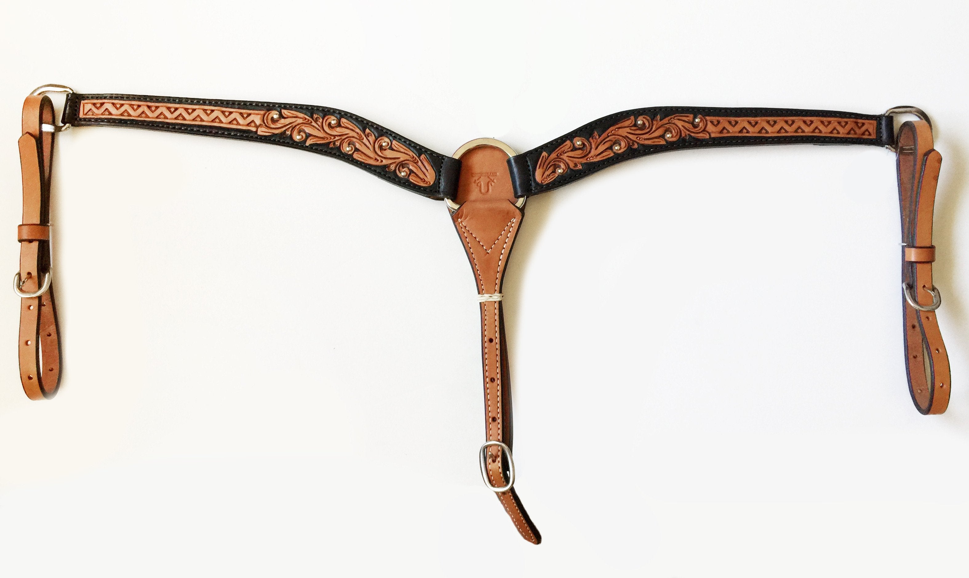 2" Floral & Aztec Tooled Breastcollar; UBBC-008