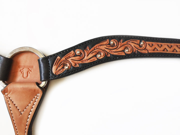 2" Floral & Aztec Tooled Breastcollar; UBBC-008