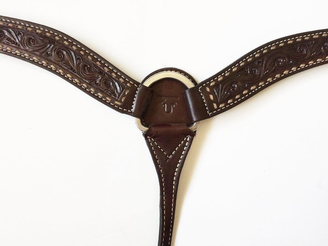 2" Wyoming Floral Breastcollar with Tan Buckstitch; UBBC-014