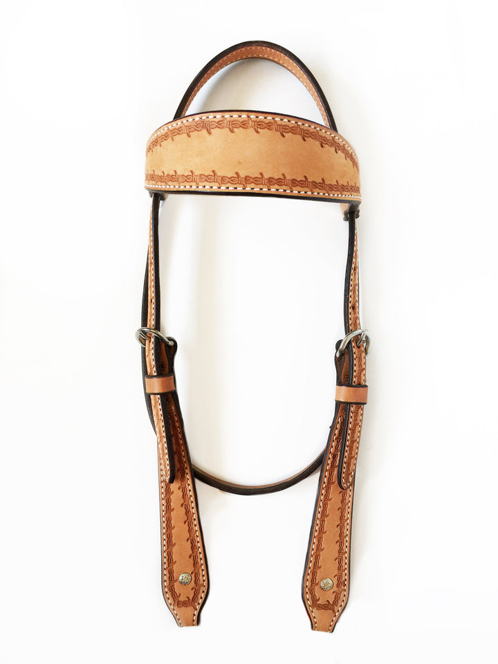 Cowboy Browband Headstall with Barbwire Border; ﻿UBCHS-002