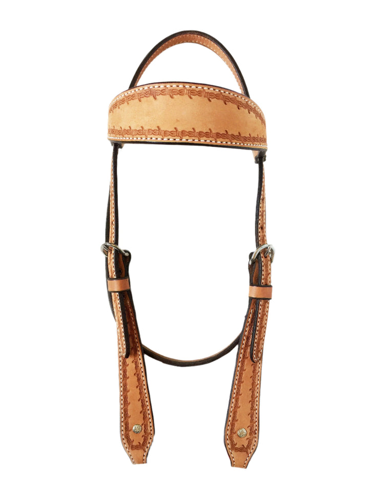 Cowboy Browband Headstall with Barbwire Border; ﻿UBCHS-002