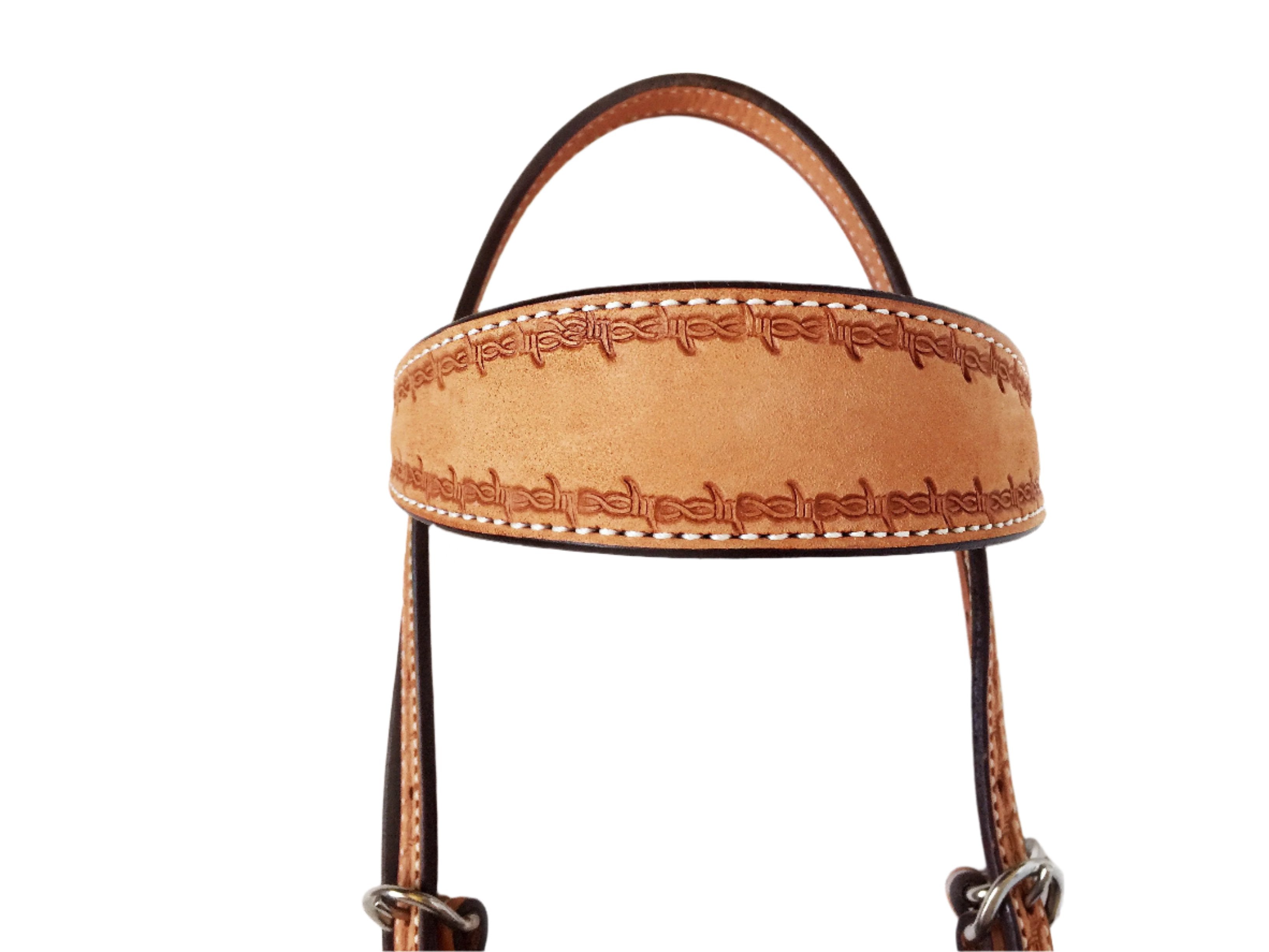 Cowboy Browband Headstall with Barbwire Border; ﻿UBCHS-002