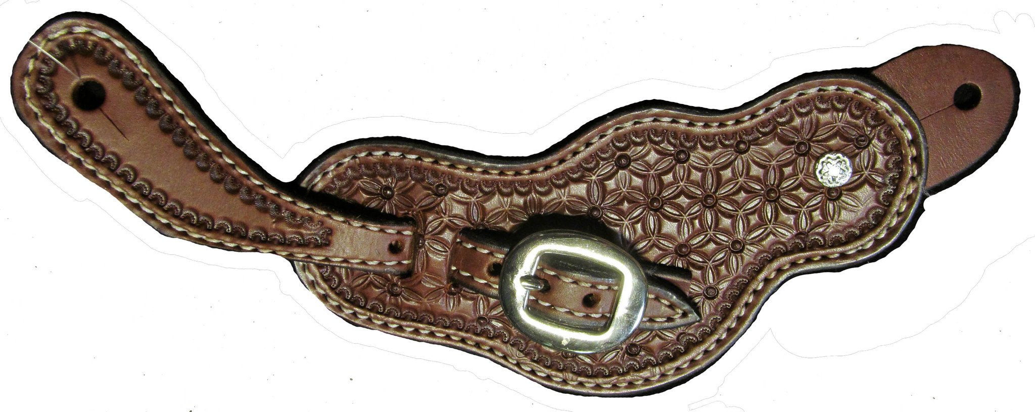 Buckaroo Spur Straps with Geo Snowflake Tooling; UBSS-202
