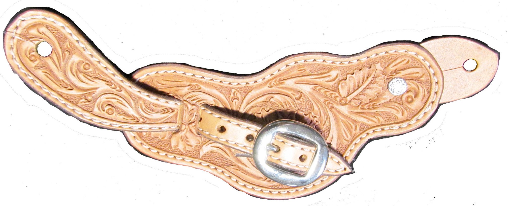 Buckaroo Spur Straps with Oak Leaf Tooling; UBSS-203