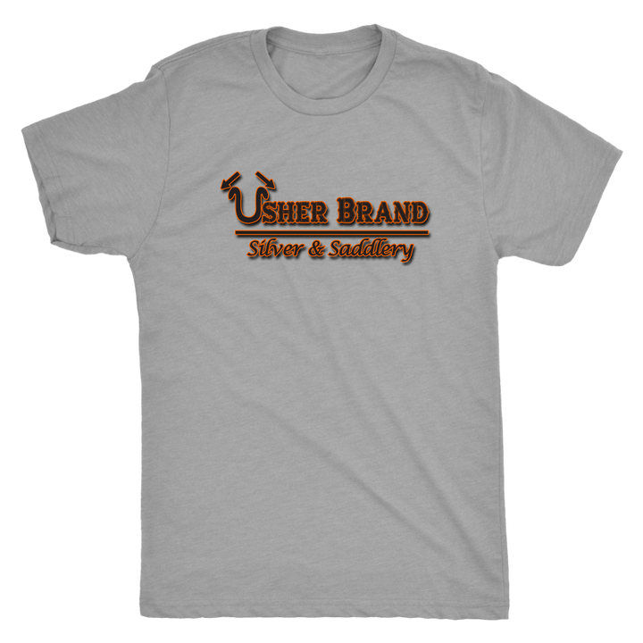 Usher Brand Men's Tee Shirt Black & Orange lettering