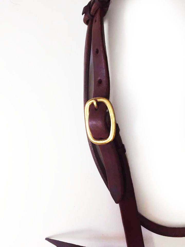 Harness Leather Headstall with One Slip Ear;UBHSSEHL58-204