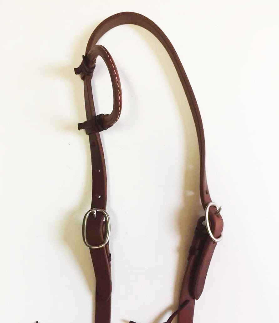 Harness Leather Headstall with One Slip Ear;UBHSSEHL58-204