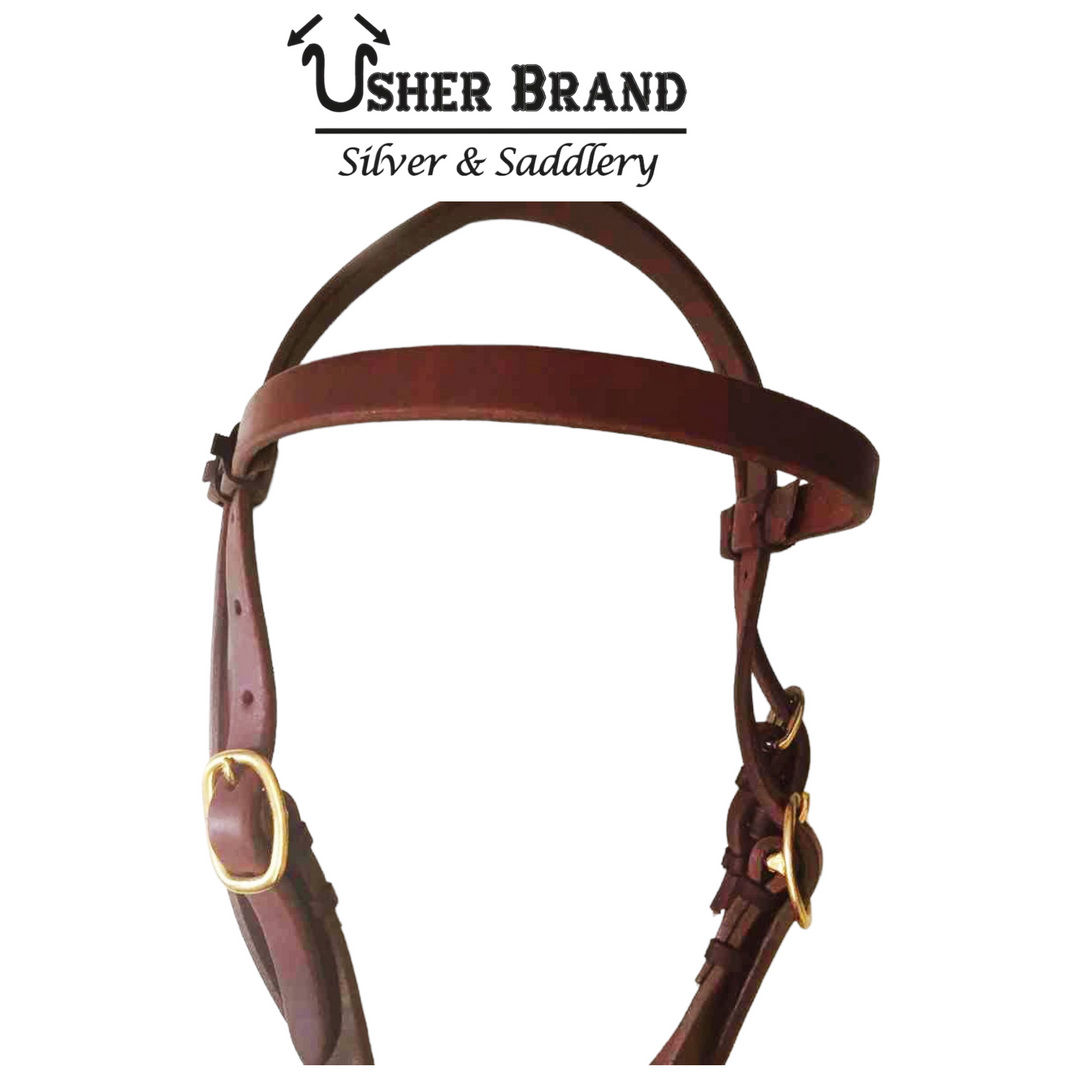 Harness Leather Headstall with Standard Browband; UBHSBBHL58-201
