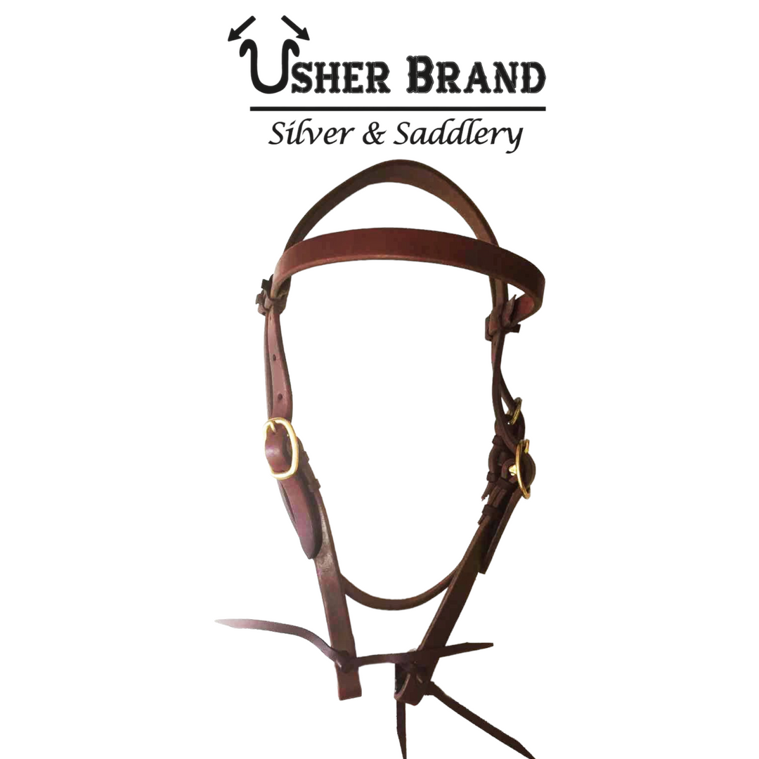 Harness Leather Headstall with Standard Browband; UBHSBBHL58-201