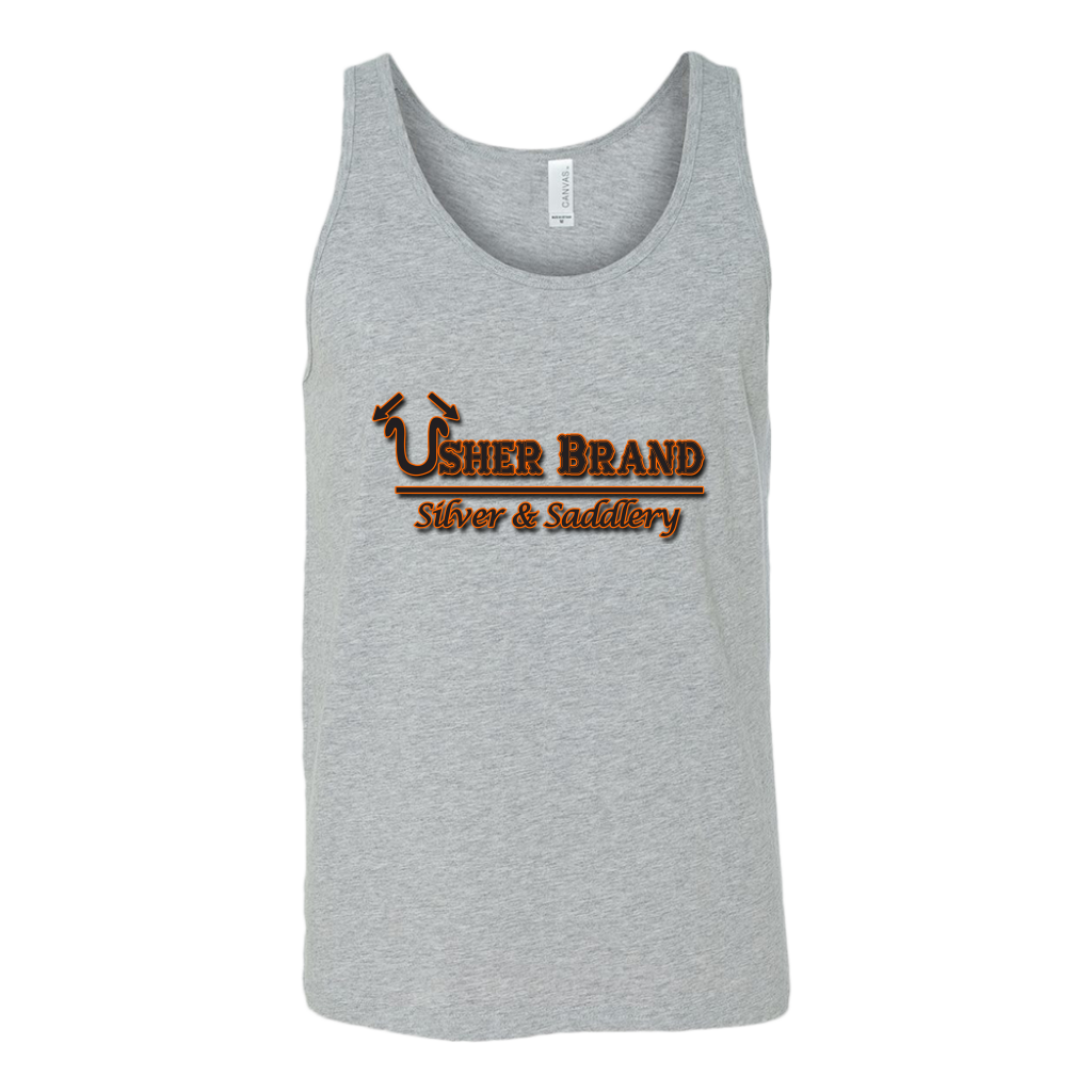 Usher Brand Tank Top Black & Orange Lettering