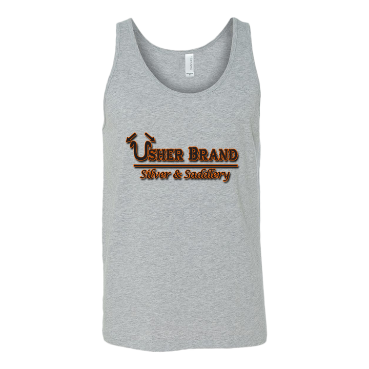 Usher Brand Tank Top Black & Orange Lettering